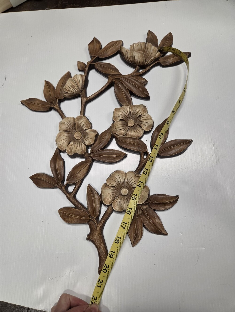 Vintage Syroco Dogwood Floral Wall Plaque 4565 Mid Century Modern Faux Wood - Picture 8 of 8